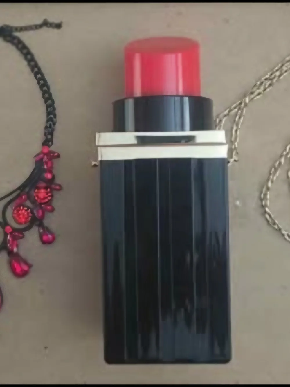 Novelty Lipstick Crossbody Clutch & Red Rhinestone Jewelry Set